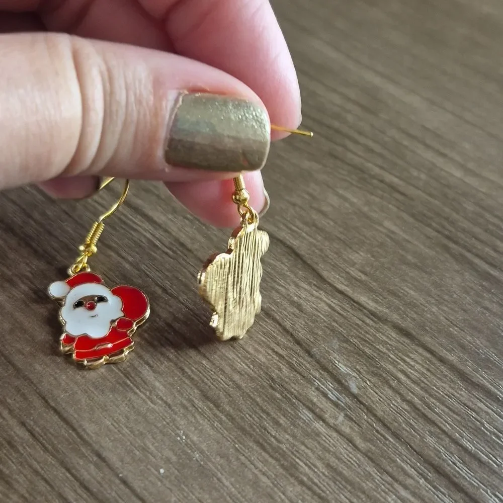 Festive Holiday Santa Full Body Earrings